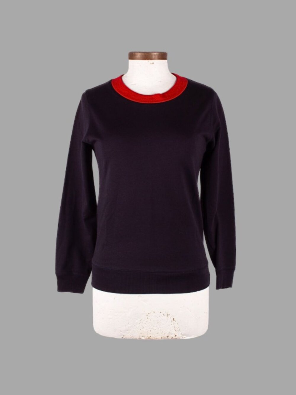 DRIES VAN NOTEN BLACK RED NECKLINE SWEATSHIRT